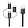Cellairis 3-In-1 Flat Charging Cable Black 1m
