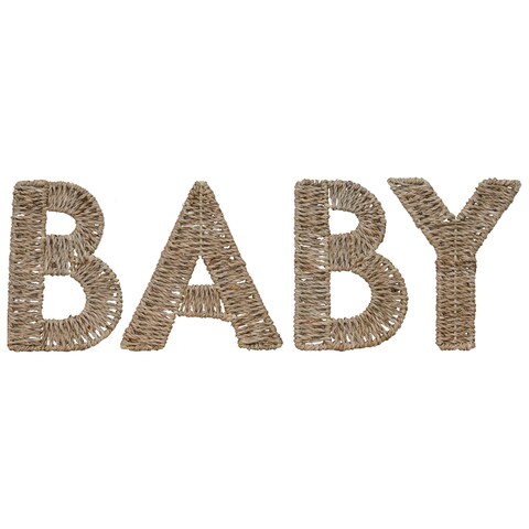 Hello Baby Wicker Baby Sign Nursery Decoration Pack of 4