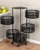 Carbon Steel Round Rotating Multi-Layer Kitchen Storage Shelf, Kwc Eagles Fruit and Vegetable Storage Basket, Kitchen Storage Rack Floor-Standing (5 Layer)
