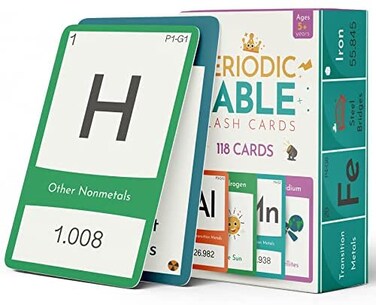 Hubble Bubble Kids Periodic Table For, Laminated Elements Flash Cards. Pack Of 118 Cards To Learn, Study And Memorize The Table. Science Materials Classroom Home Use.