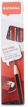 Nataraj HB Pencils 12 Pcs with a sharpener and eraser 621 Ruby Long Lasting