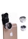 Generic - 3-In-1 Universal Macro Wide Angle Fish Eye Clip Lens Black/White