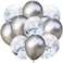 Party Time 10-Pieces Silver Confetti Balloon and Silver Chrome Balloon Mixed Amazing Shinning Sight for Your Party Wedding Bedroom Proposal or Birthday Balloons Decoration Set