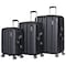 Eminent Hard Case Travel Bag Makrolon Polycarbonate Trolley Luggage Set Lightweight Expandable Zipper Suitcase 4 Quiet Wheels With TSA Lock KG82 Black