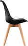 GDF Modern Dining Chair Plastic Shell With Leather Cushion on Seat &amp; Wooden Legs Black Color  Model- JEAM2. (No warranty for furniture items)