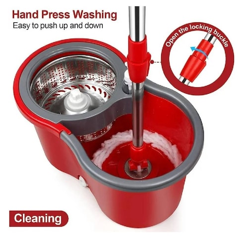 HYX Spin Mop With Bucket For Floor Cleaning, Microfiber Mops and Bucket with Wringer Set, Adjustable Handle, 360 Spinning Mop For Wet &amp; Dry Use