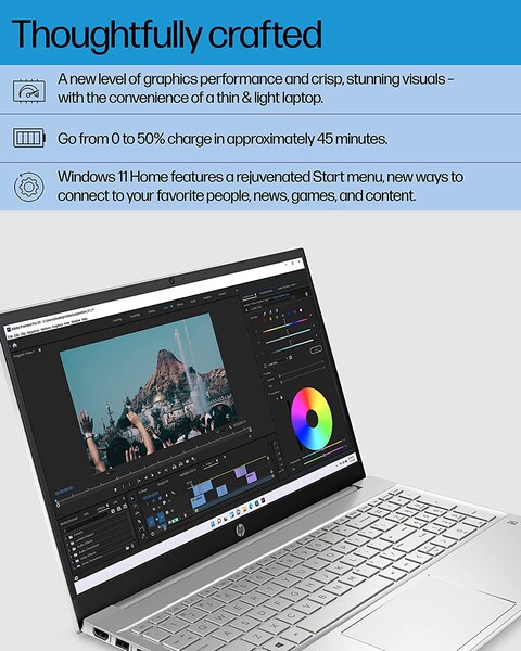 HP Pavilion Laptop, Intel Iris X Graphics, 12th Generation Intel Core processor, 8GB RAM, 512GB SSD, BrightView Full HD Display, Windows11 Home OS, Dual Computer Speakers, Wi-Fi 6 (15-eg2010nr, 2022)