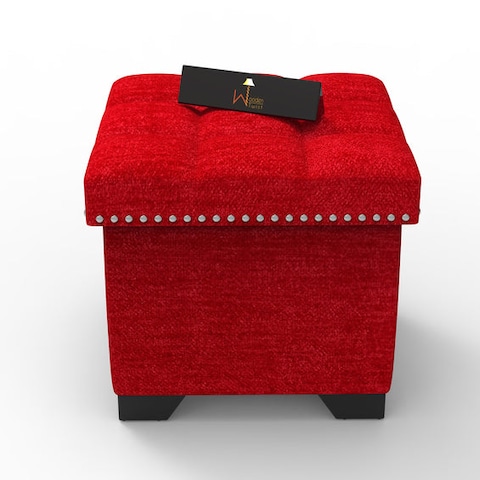 Eccentric Stool Cum End Table with Storage (Red)
