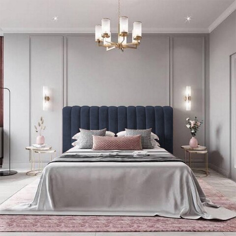 إن هاوس لاتيسو هيكل سرير منجد بالمخمل - نفر ونص - 200×140 سم - رمادي غامق