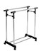 Double Pole Portable Clothes Rack Hanger With Wheels Black/Silver