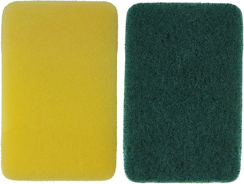 Royalford Royalbright Heavy Duty Scrub Sponges, RF10628 Scrub For Kitchen, Sink Use 2 In 1 Cleaning Pad Premium-Quality Ideal For Dish Wash Liquid Multi-Purpose No Scratch, Pack Of 2, Green