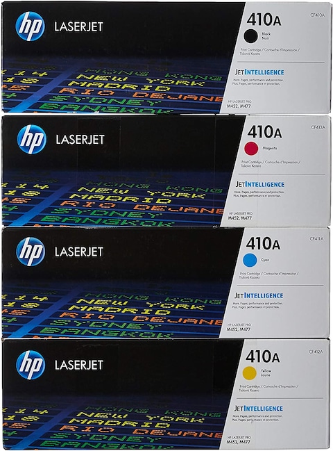 HP 410A Toner Set, Black, Cyan, Magenta And Yellow