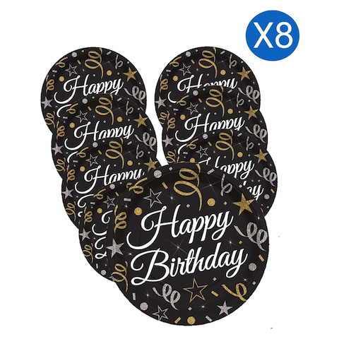 Sparkling Confetti Printed Plates 23cm 8 PCS