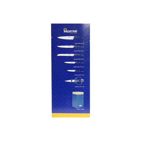 Home Set of Knife with stand - 7 Pieces - Blue