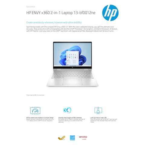 HP Envy x360 E13BF0012NE Laptop With 13.3-Inch Display Intel Core i5-1230U 8GB RAM 512GB SSD Intel UHD Graphic Card