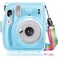 O Ozone Transparent Hard Camera Case For Fujifilm Instax Mini 11 Instant Camera Cover With Adjustable Strap [ Shining Case Designed For Instax Mini 11 Case ] - Glitter Blue