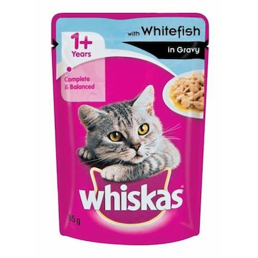 Whiskas Adult Wet Cat Food With Whitefish In Gravy 1+ Years 85g