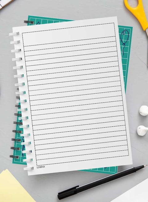 Lowha Spiral Notebook With 60 Sheets And Hard Paper Covers With Back To School Grid Lines Design, For Jotting Notes And Reminders, For Work, University, School