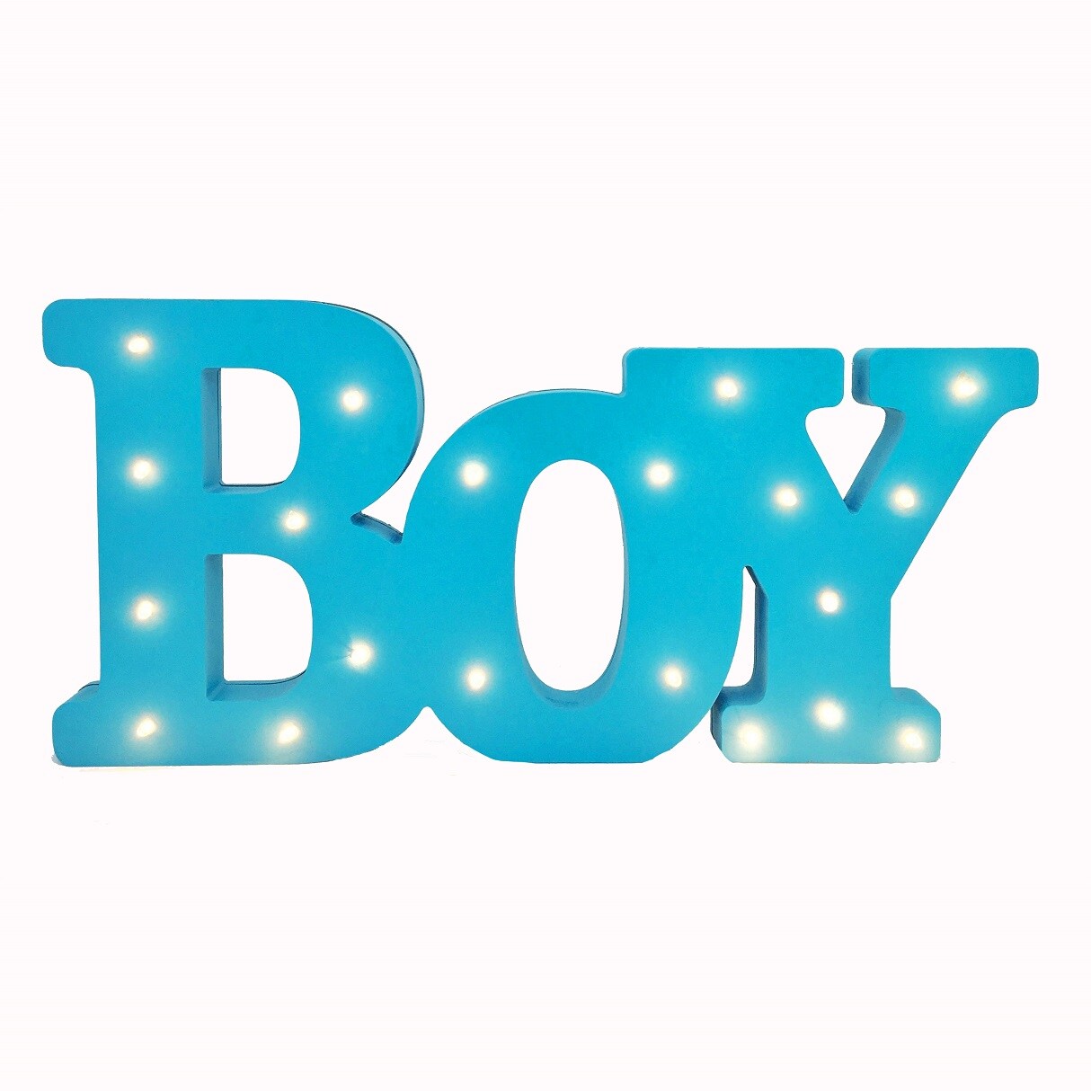 Buy BOY Sign with LED Lights Wooden Blue for Baby Shower 40x21cm Online ...