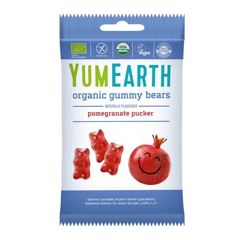 Buy Yum Earth Organic Gummy Bears Pomegranate Pucker Candy 50g in Saudi Arabia