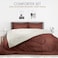 Hotel Linen Klub Reversible Down Alternative Comforter Set, Ultra Soft Brushed Stripe Microfiber Fabric, 200GSM Soft Fibersheet Filling, Size: Single 160 x 200cm, Chocolate &amp; Cream