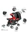 Moon Luxury Canopy Pair Twin Stroller With Removable Armrest Or Tray, Fire Red