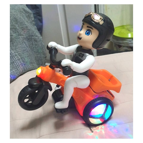 Bump And Go Light-Up Musical Stunt Tricycle Toy Multicolour