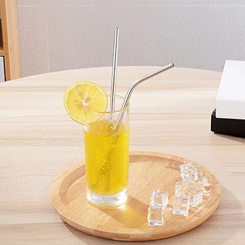 Aiwanto 2Packs Metal Straws Reusable Stainless Steel Drinking Straws Fit All Size Tumblers With 1 Cleaning Brushes