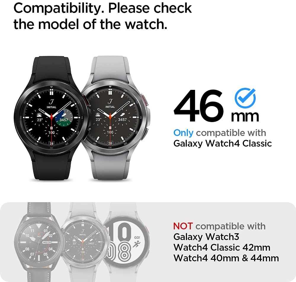 Spigen GLAStR EZ Fit [2-Pack] designed for Samsung Galaxy Watch 4 CLASSIC (46mm) Tempered Glass Screen Protector with Auto Align technology tray