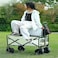 HEXAR&reg; Heavy Duty Shopping Trolley Folding Multi-Functional Portable Utility Wagon Beach Trolley Storage Basket Outdoor Camping Garden Cart with Adjustable Handle (ALL TERRAIN WIDE WHEELS - BEIGE)
