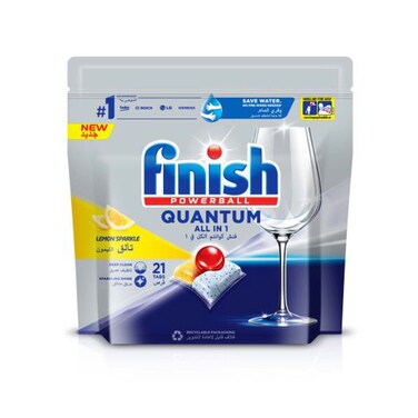 Finish Quantum Dishwasher Tablets with Lemon Scent - 21 Tablet