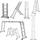 4x4 Aluminium Ladder, 6 Way (4.7m/15.5ft) Multi-Purpose Combination Ladder Folding Trestle, 1 Painting Tray Heavy Duty, 150Kg Load Capacity