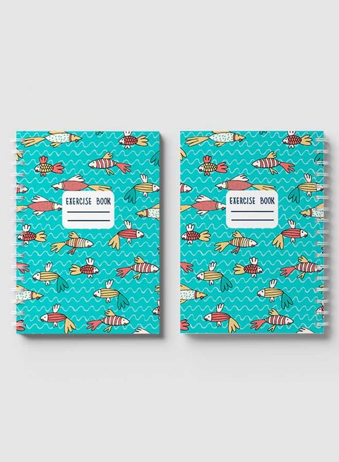 Lowha Spiral Notebook With 60 Sheets And Hard Paper Covers With Tropical Fish Design, For Jotting Notes And Reminders, For Work, University, School