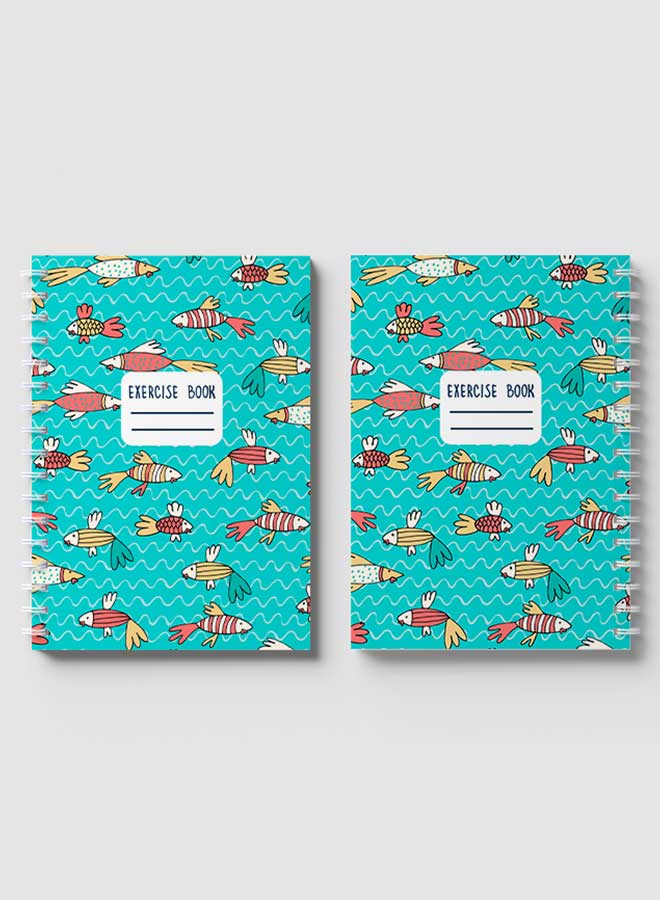 Lowha Spiral Notebook With 60 Sheets And Hard Paper Covers With Tropical Fish Design, For Jotting Notes And Reminders, For Work, University, School