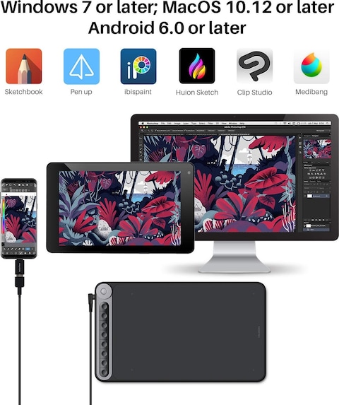 Huion Q620M Wireless Graphics Tablet Best Design Awarded (10.5&quot; &amp; 6.5&quot; Active Area) Wi-Fi &amp; USB Connected Pen, 8192 Pressure, 8 Nibs, Windows, Mac &amp; Android - Black   Inspiroy-Q620M