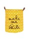 Generic Waterproof Make Me Smile Printed Laundry Bag Yellow/White/Brown 40 X 35cm