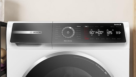 Bosch Series 8 Free-Standing Washing Machine, Front Loader 9 kg 1400 RPM, EcoSilence Drive, LED-display, iService Remote, Remote Monitoring and Control via HomeConnect, White, WGB24400GC