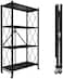 Generic Foldable Storage Shelf Unit With Wheel, Heavy Duty Storage Shelving Unit For Kitchen Garage Laundry Bathroom Closet Office, No Assembly Needed (4 Tier, Black)