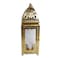 فانوس معدني مربع متوسط الحجم - ذهبي