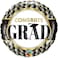 Qualatex Congrats Grad Round Foil Balloon- 18-Inch Size- Black/Gold