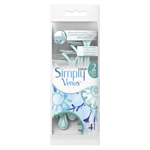 Gillette Simply Venus 2 Disposable Razors for Women - 4 Razors