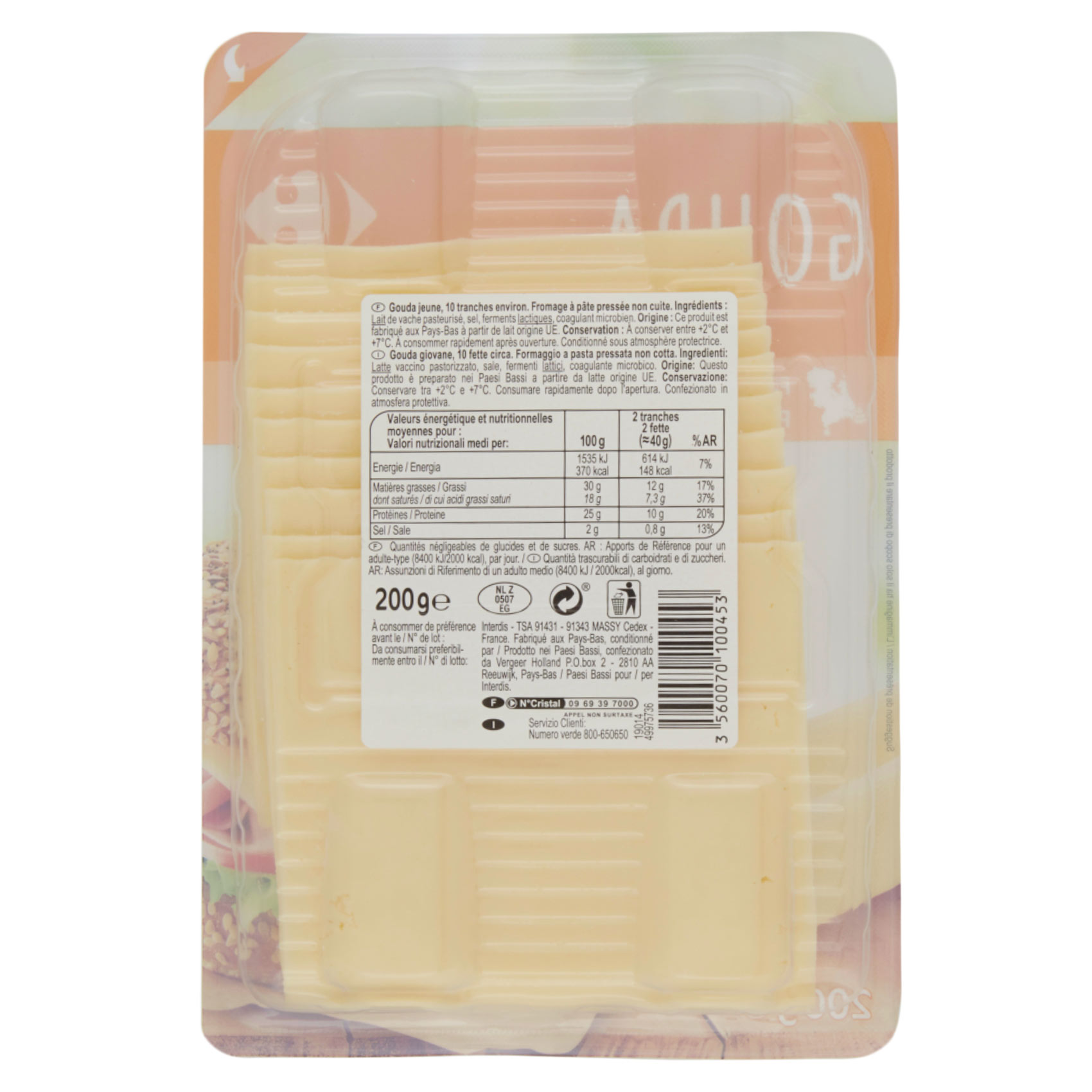 Carrefour Gouda Slices Cheese 200G