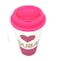 Tumbler &lsquo;Heart Dubai' Design with Glitters and Stones for Hot and Cold Beverages White and Pink 16oz