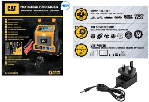 CAT Professional Power Station 1200AMP Jump Starter, Portable USB Charger and Air Compressor- CJ1000DXTUK