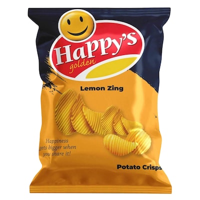 Happys Golden Lemon Zing Potato Crisps 125G