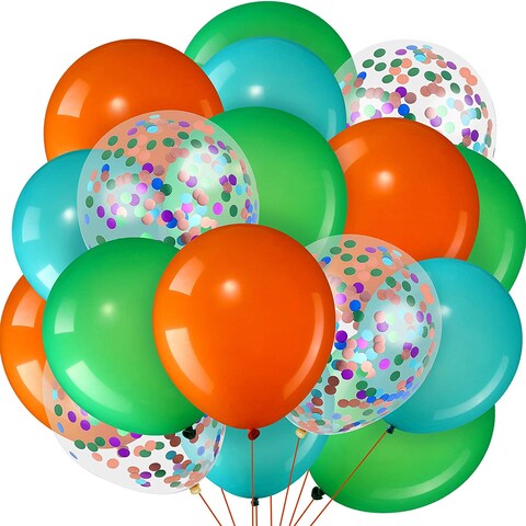 Party Time 24-Pieces 12inch Multicolor Carnival Theme Balloons / Fruity Balloons Set of Latex &amp; Confetti Balloons, Birthday Balloons Helium Balloons For Baby Shower Birthday Party D&eacute;cor and Circus Car
