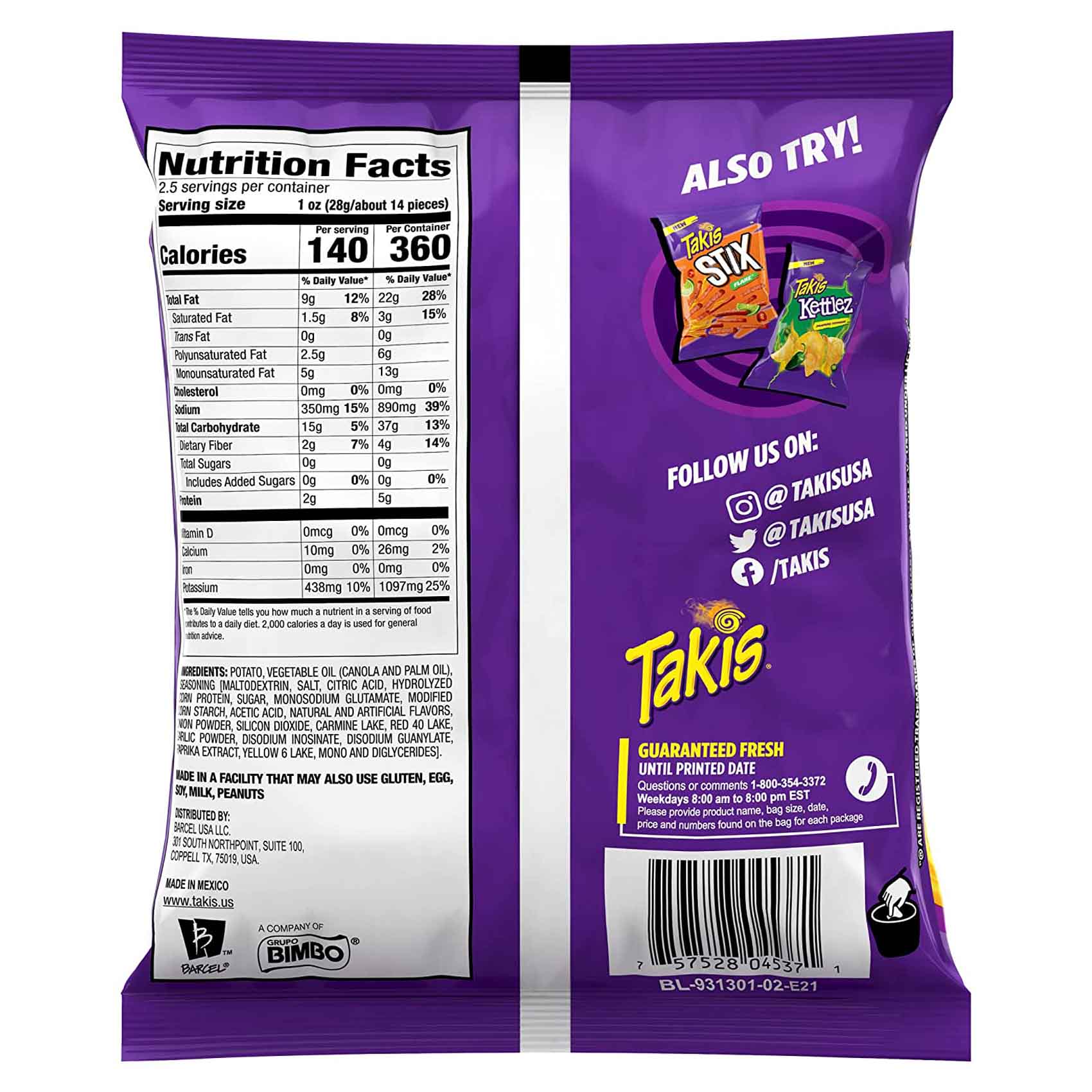 Barcel Takis Waves Fuego Hot Chili Pepper And Lime Chips 70g