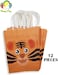 Party Time 12pcs Tiger Kraft Bags for Safari Theme Party Supplies, Animal Gift Bags, Souvenier Bags, Candy Bags with Handle for Party Favors- Safari Birthday Party Supplies
