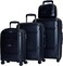 Rower Hard Shell Suitcase Trolley Luggage Set of 4, Lightweight, Expandable, Anti-theft Zip, Spinner Wheels &amp; TSA Combination Lock, Trolley Bags and 1 Cosmetic Bag (20/24/28/14 Inches) (Black)