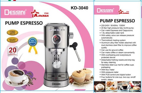 Dessini Pump Espresso KD3040 20Bar 1350W Silver